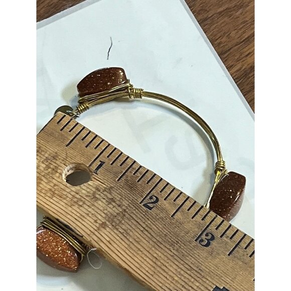 Retro Glitter Stone Bangle Wire Bracelet S Copper Boho Western Classic Chic 90s - Picture 7 of 7